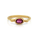 Odette ring in 14K Yellow gold with oval shaped Rubellite center stone