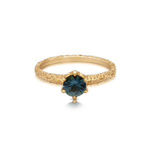 Marie Ring with Montana Sapphire center stone shown in 14K Yellow gold.