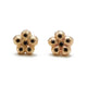 Laura flower stud in 14K yellow gold with 6 black diamonds in each one