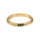 Textured diamond band in 14K yellow gold with 15 white round emeralds in 5 sets of 3 around the band