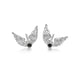 Lucky Wing Earring Studs in sterling silver with black diamonds