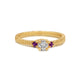 Constance 14k yellow ring with Gray Diamond Center Stone and 2 pink sapphire stones