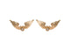 Lucky wing earrings shown with one round white diamond in each in 14K yellow gold