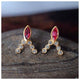 Marquis Beatrix Studs with pink tourmaline marquis and gray diamonds in 14K yellow gold