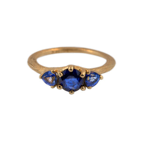 top view Essie Sapphire Ring Blue sapphires in 14K Yellow gold