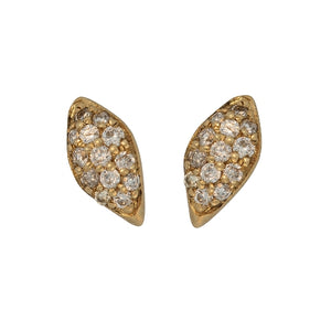 Seed earrings in 14K yellow gold with white round pave set diamonds