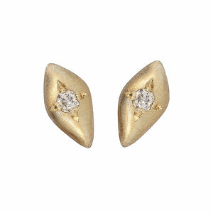 Seed earring in 14K yellow gold with white diamonds
