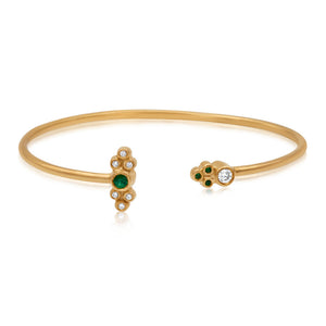 Handmade Fine Jewelry 14K Olivia Cuff with Diamonds and Emeralds