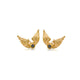 Lucky wing earrings shown with one round black diamond in each in 14K yellow gold