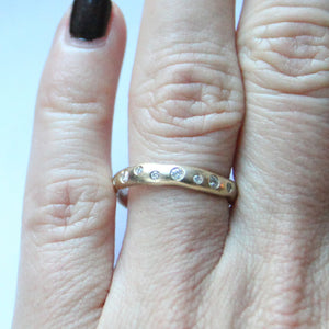 Wave Diamond Ring in 14k yellow gold .30CT white diamonds shown with other rings sold separately