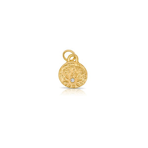 Sunburst pendant in 14K yellow with white round diamond