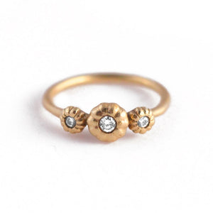 Blossom Three Flower Bud Diamond  in 14K yellow gold