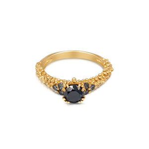 Michaela Ring in 14K yellow gold with black and gray diamonds