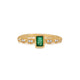Clara ring in 14K yellow gold with Emerald baguette center stone and white side diamonds