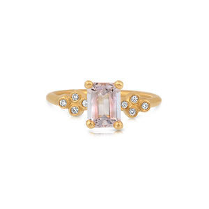 Jolie ring with white Morganite center stone  and Diamonds on side