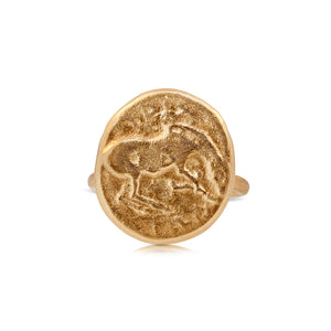 ancient horse ring in 14K yellow gold