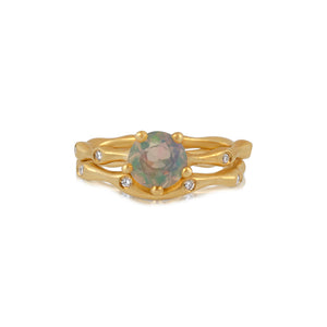 Seaweed Bud Opal center stone ring with seaweed band sold separately