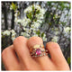 Dot Pink Tourmaline with Black Diamond on hand with other rings sold separately