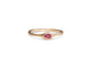 Eleanor ring in 14 K yellow gold with pear shaped Ruby center stone