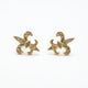 Fleur de Lis earring studs shown in 14K yellow gold with 6 round white diamonds in each