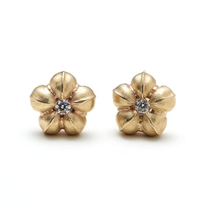 Gloria Flower Studs with White diamonds