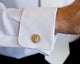 Lulu &amp; Shay Handmade Fine Jewelry Seahorse Cufflinks. These seahorse cufflinks are perfect for any occasion.   ﻿The seahorse is considered to be a symbol of strength and power and is also known for it's friendliness and generosity.   They measure 3/4 of an inch in diameter.  Price is for Sterling Silver. Shown in 14K Gold.
