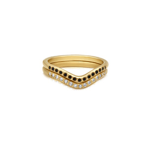 Natala ring set of 2 in 14k yellow gold with 15 white/black diamonds sold separately