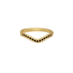 Natala ring in 14k yellow gold with 15 black diamonds
