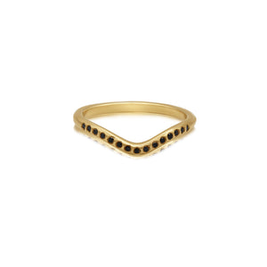 Natala ring in 14k yellow gold with 15 black diamonds