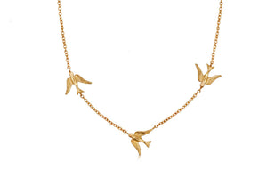 3 swallow necklace in 14K yellow gold