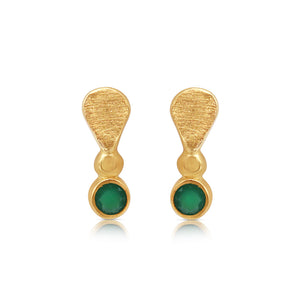 Hannah earrings in 14K yellow gold with 3mm round crysoprase in each