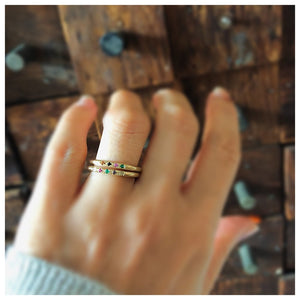 This Message Me Ring features the word HOPE shown in 14K yellow gold on finger with another message me ring sold separately