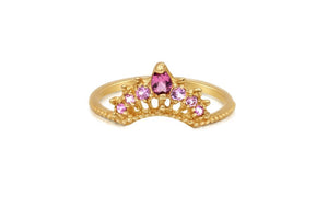 Catalina Arch ring with 7 pink sapphires in 14K yellow gold