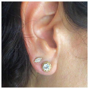 Jocelyn Earrings 14KY with White Sapphires shown in ears with other earrings sold separately