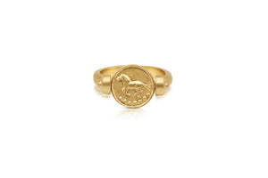 Guide Me Capricorn- Horse Swivel Ring in 14k yellow gold