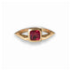 Shown in 14K yellow gold with square pink tourmaline center stone on hexagon shaped band