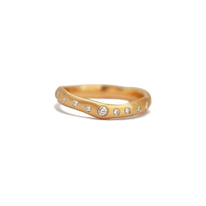 Wave Diamond Ring in 14k yellow gold .30CT white diamonds