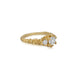 Jocelyn White Sapphire Ring side view. Shown in 14K yellow gold with both center and side white sapphire stones.