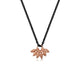 This necklace features 6 14K rose  gold buds on a rhodium plated silver chain.