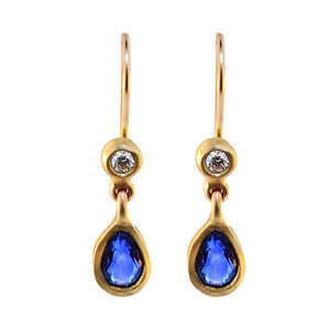 Lulu &amp; Shay Handmade Fine Jewelry Maura Earrings with white diamonds and Sapphire (Copy)