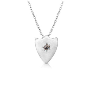 shield necklace is shown in 14K white gold with amethyst center stone (Copy)