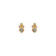 Olivia studs with round gray diamond  center stone and 3 diamonds on top in each earring.