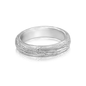 Bark textured ring in 14K white gold