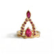 Seaweed Pear Center Tourmaline with diamonds Beatrix Sapphire Pink shown in 14K Yellow gold stacked.