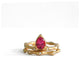 Seaweed Pear Center Tourmaline with diamonds with seaweed diamonds both in 14K Yellow gold