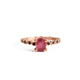 Dot Ring with Center Stone Shown in 14K Rose Gold with a pink Tourmaline Center Stone and Black Diamonds.