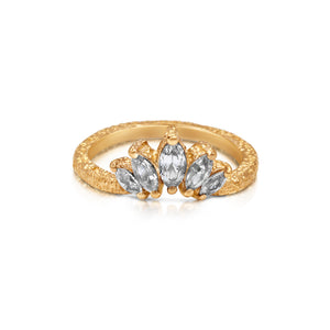 Mila Tiara ring in 14K yellow gold with white sapphires