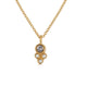 Our Olivia pendant in 14K yellow gold with gray diamond and 3 white diamonds