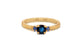 Constance ring in 14K yellow gold with 3 blue sapphires