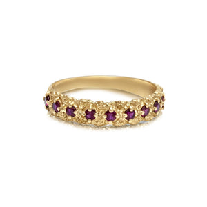 Our Tahlia ring in 14K yellow gold with 10 rubies